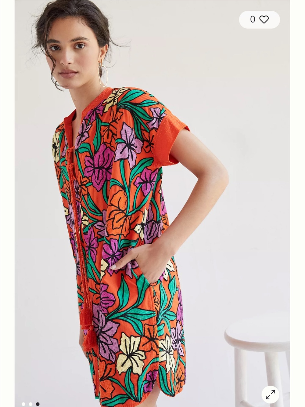 Roller Rabbit Anthropologie Embroidered Cotton Cover-Up Tunic Dress - Picture 3 of 7